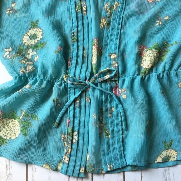 Vtg Y2K Boho Kimono Top Women S 4 6 Old Navy Sheer Floral Romantic Cottage Core - Picture 3 of 4